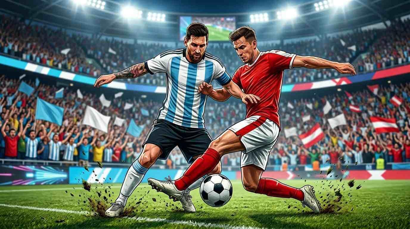 Argentina y Austria disputan el balón en un intenso duelo del Mundial FIFA 2026.