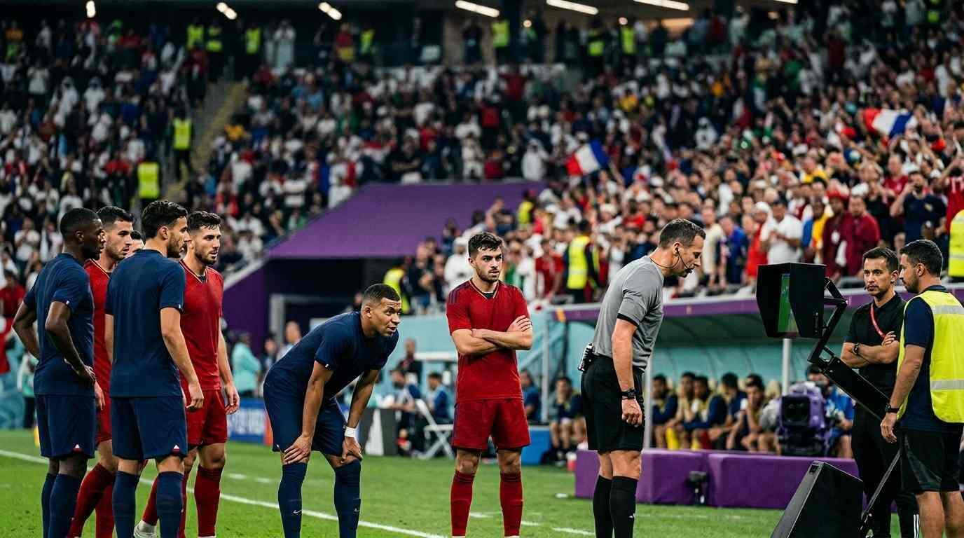 Árbitro revisa una jugada en monitor VAR durante un partido del Mundial 2026.