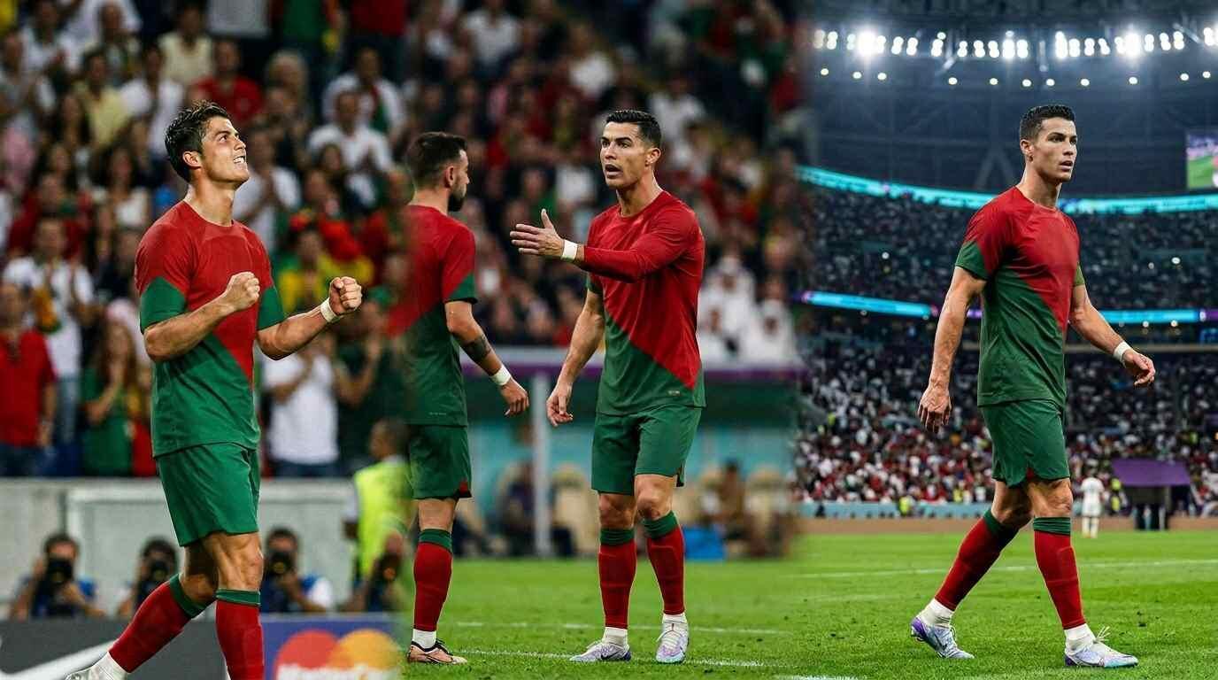 Cristiano Ronaldo en distintas etapas de su trayectoria en los Mundiales FIFA.
