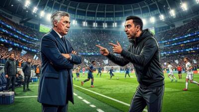Dos entrenadores rivales se enfrentan antes de una final de Champions League.
