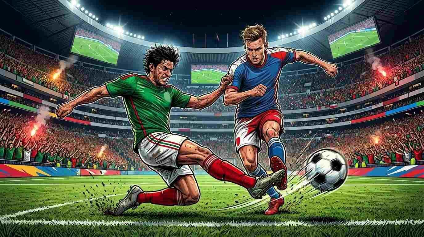 Jugadores de México y Chequia disputan el balón en un partido intenso del Mundial 2026.