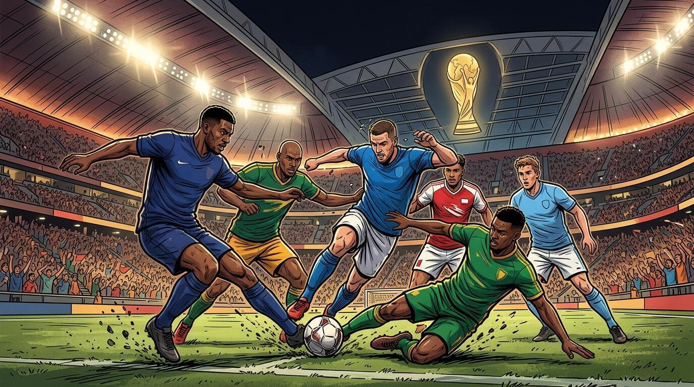Futbolistas de selecciones favoritas compiten en un estadio rumbo al Mundial 2026.