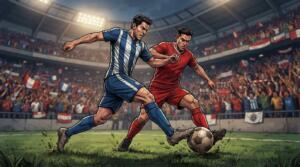 Jugadores de Juan Pablo II y Cienciano disputan el balón en un partido de la liga peruana.