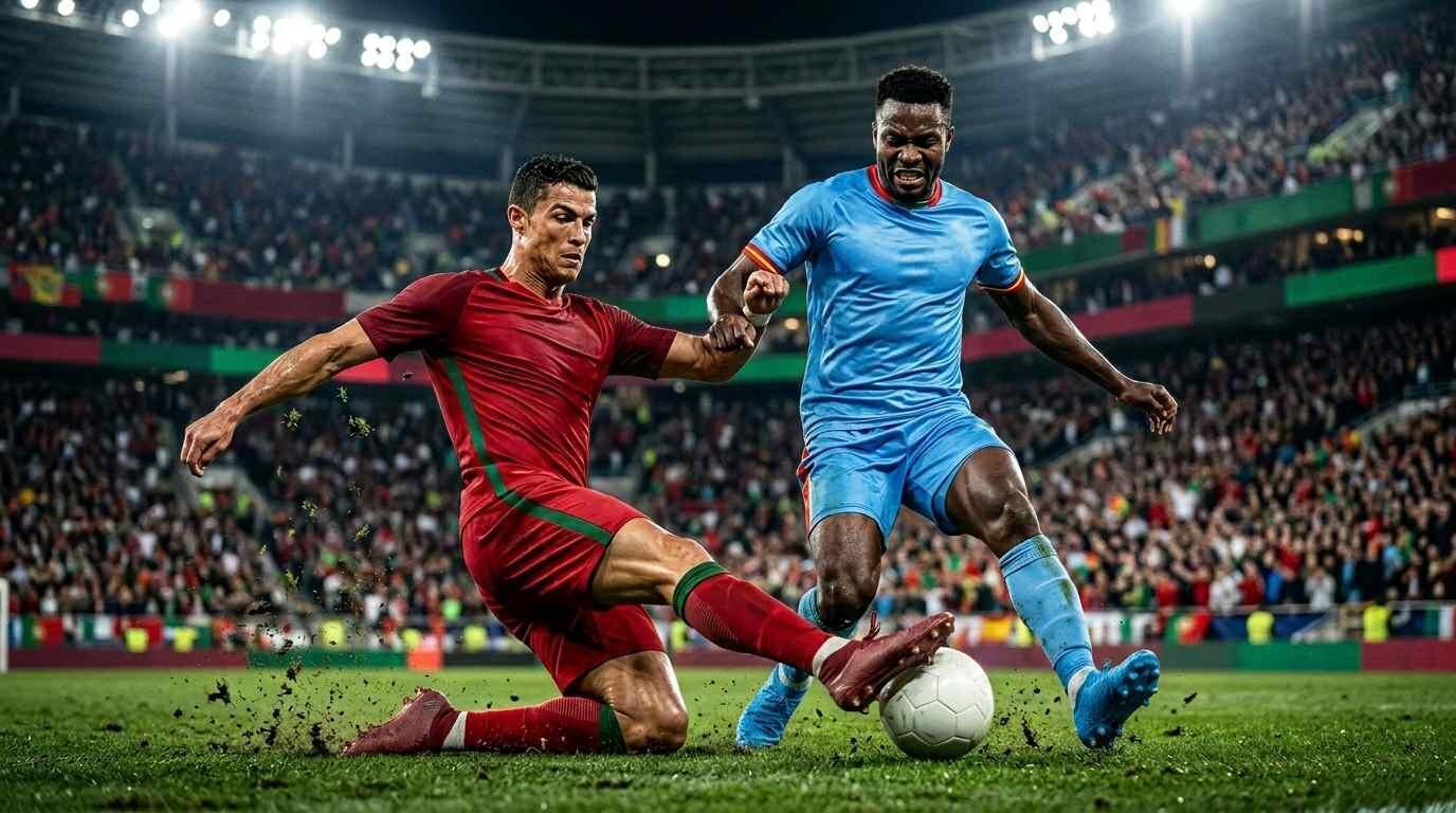 Portugal y RD Congo disputan el balón en un emocionante duelo del Mundial 2026.
