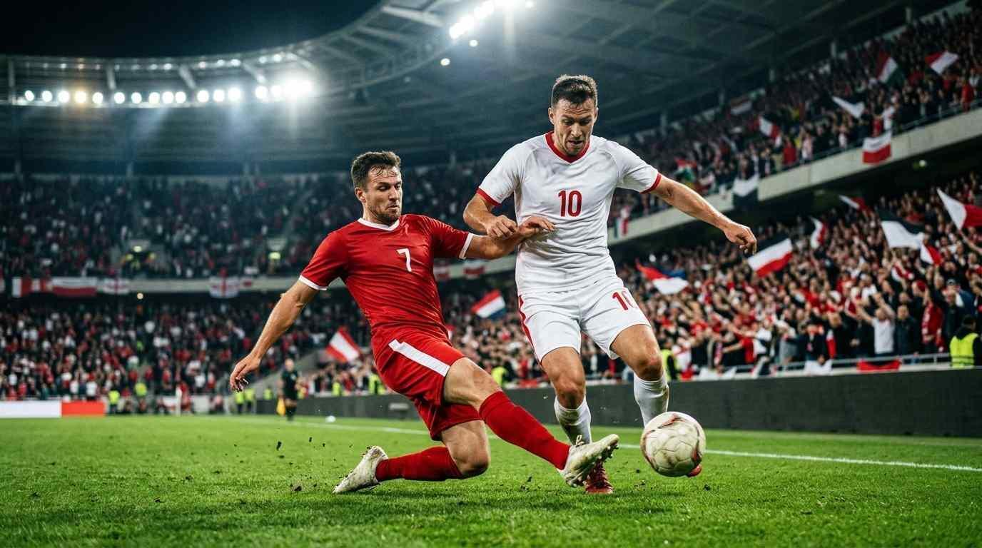 Jugadores de Perú y España disputan un balón en un partido amistoso internacional.